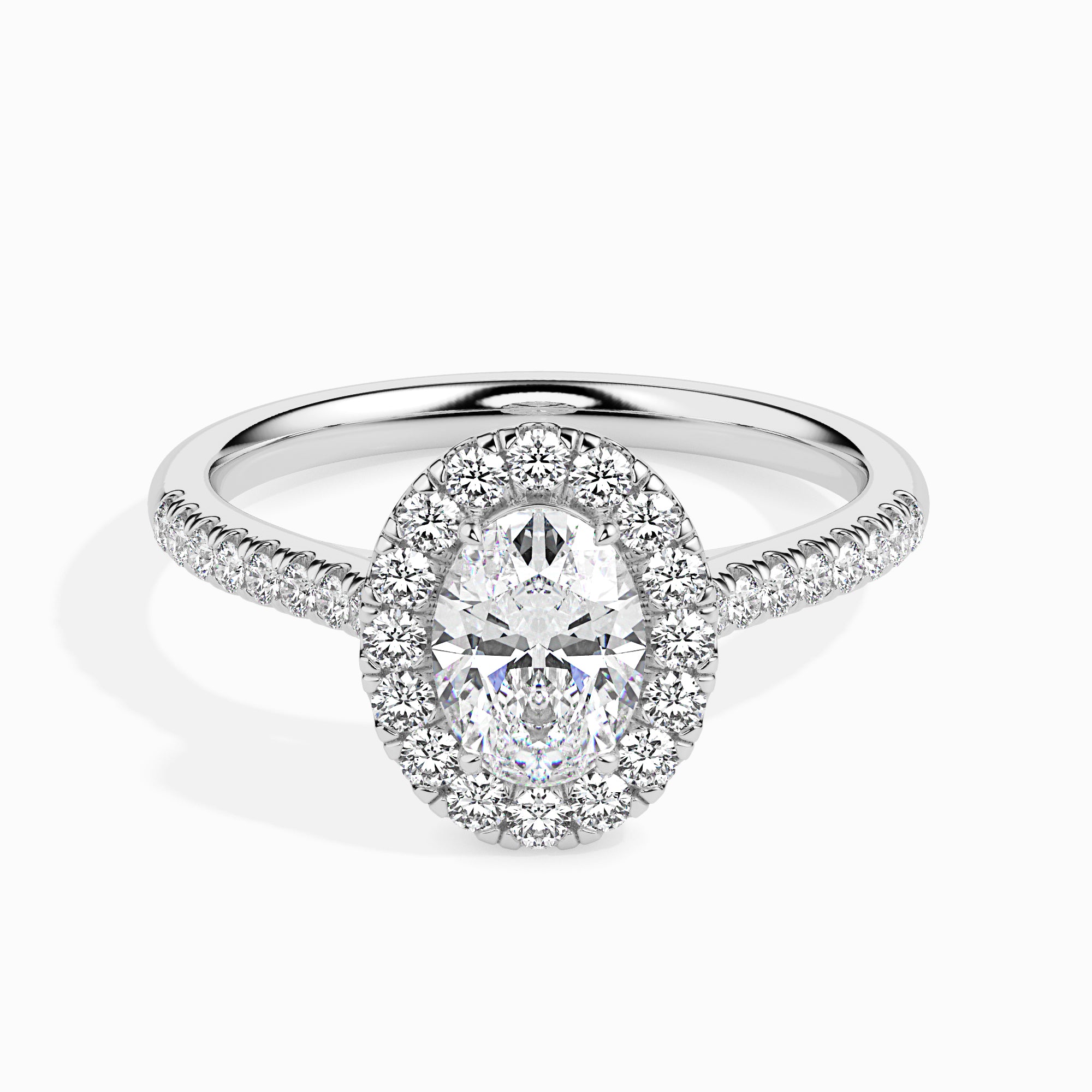 Oval Cut Halo Lab-Grown Diamond Gold Ring