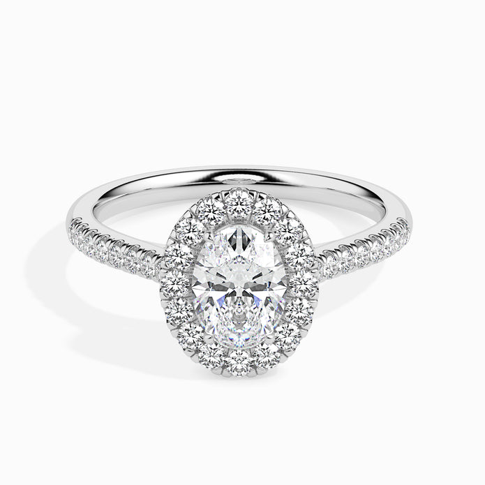 Oval Cut Halo Lab-Grown Diamond Gold Ring