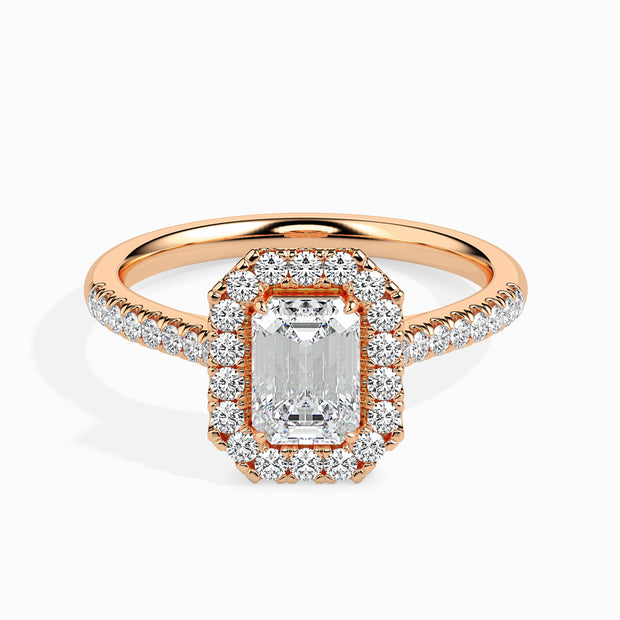 Emerald Halo Lab-Grown Diamond Gold Ring