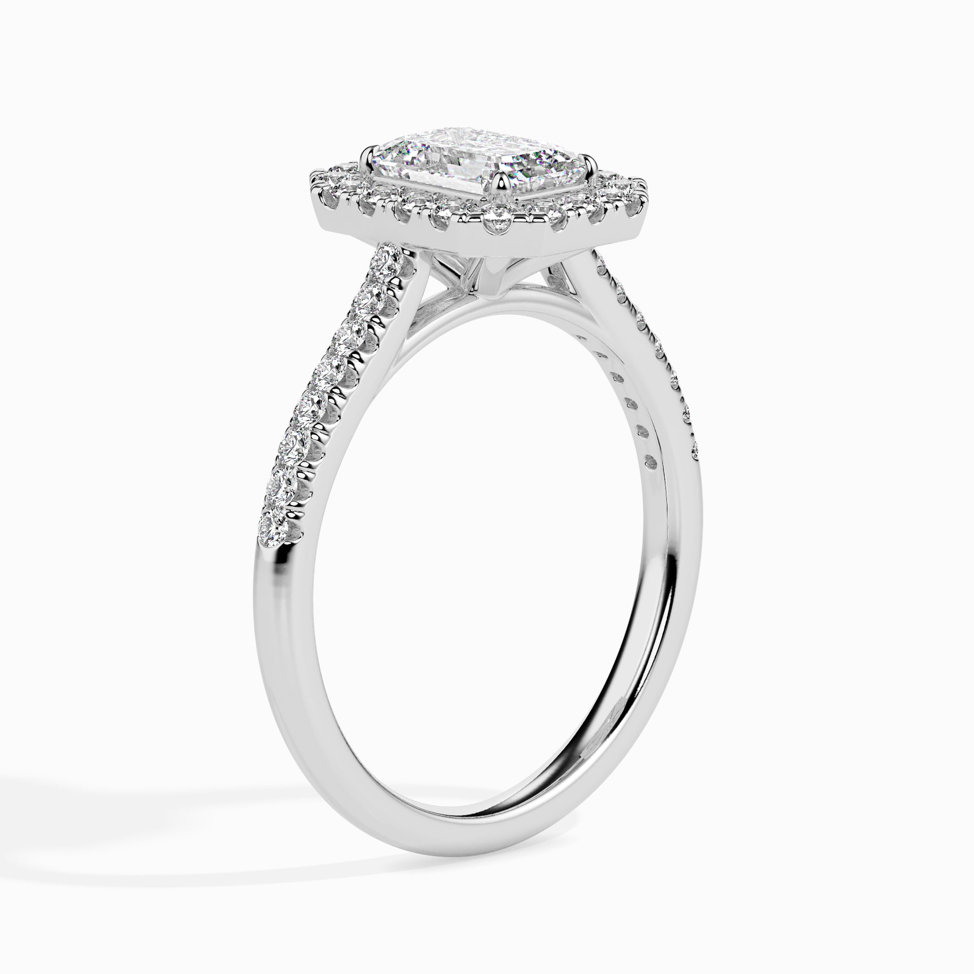 Emerald Halo Lab-Grown Diamond Gold Ring