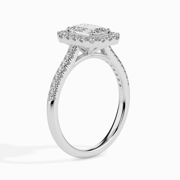 Emerald Halo Lab-Grown Diamond Gold Ring