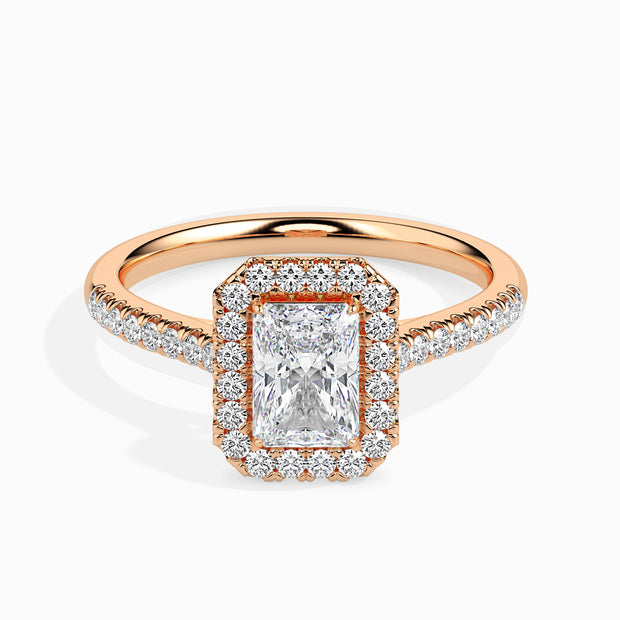 Rectangle Radiant Halo Lab-Grown Diamond Gold Ring