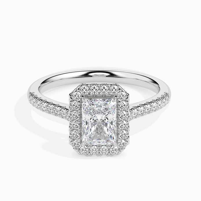 Rectangle Radiant Halo Lab-Grown Diamond Gold Ring