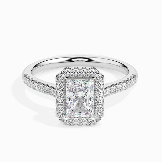 Rectangle Radiant Halo Lab-Grown Diamond Gold Ring
