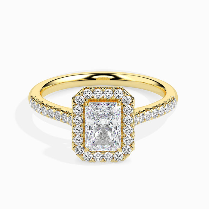 Rectangle Radiant Halo Lab-Grown Diamond Gold Ring