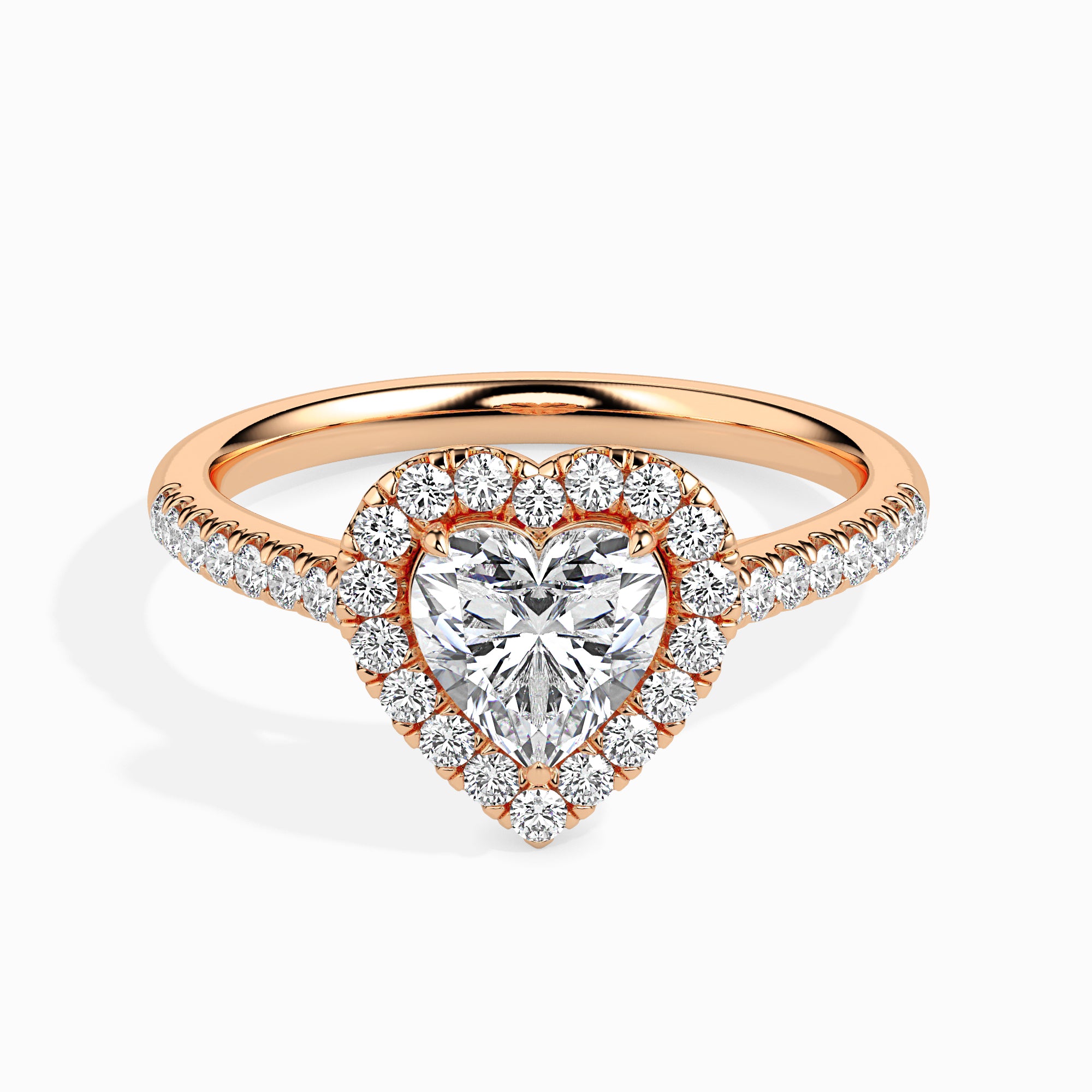 New Heart Cut Halo Lab-Grown Diamond Gold Ring