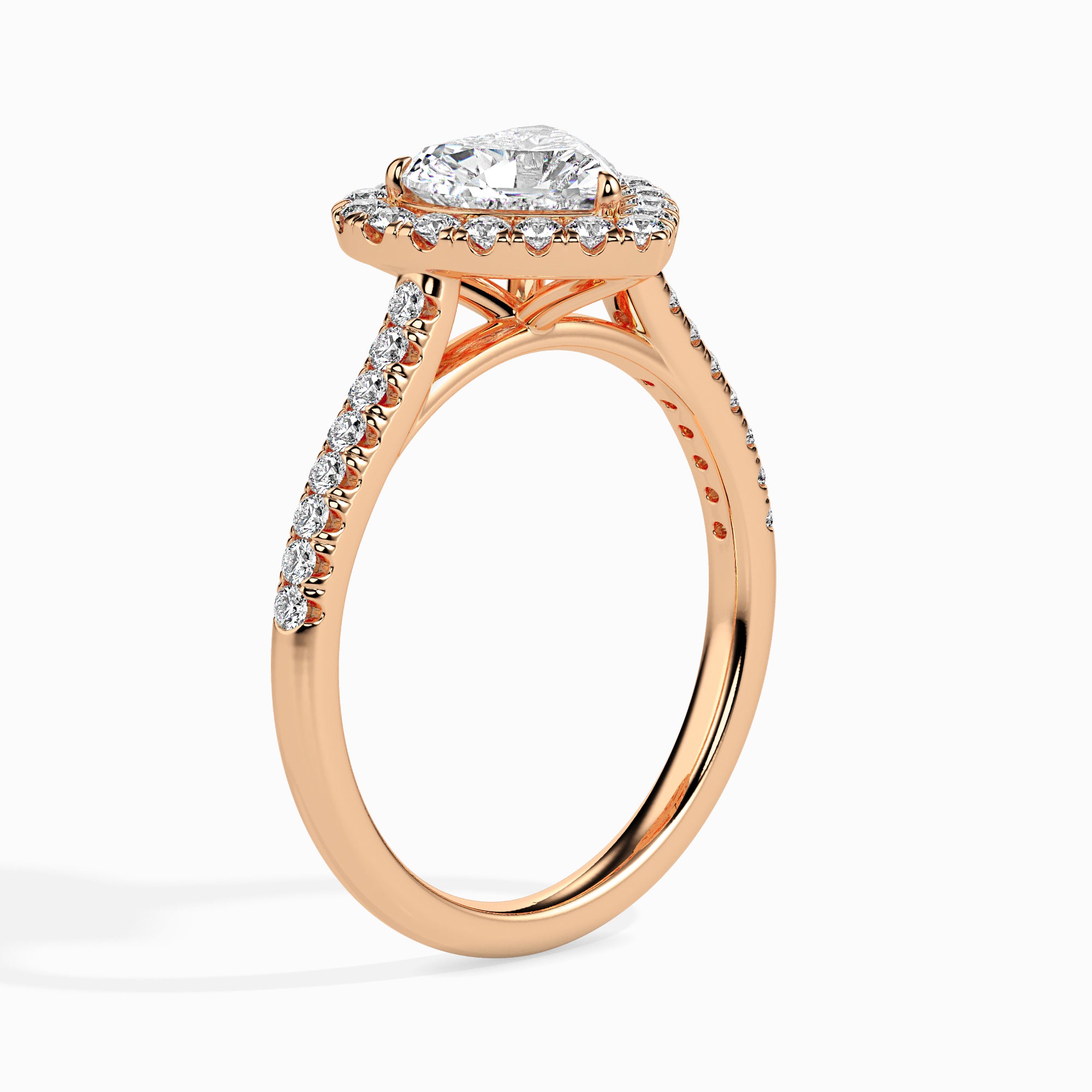 New Heart Cut Halo Lab-Grown Diamond Gold Ring