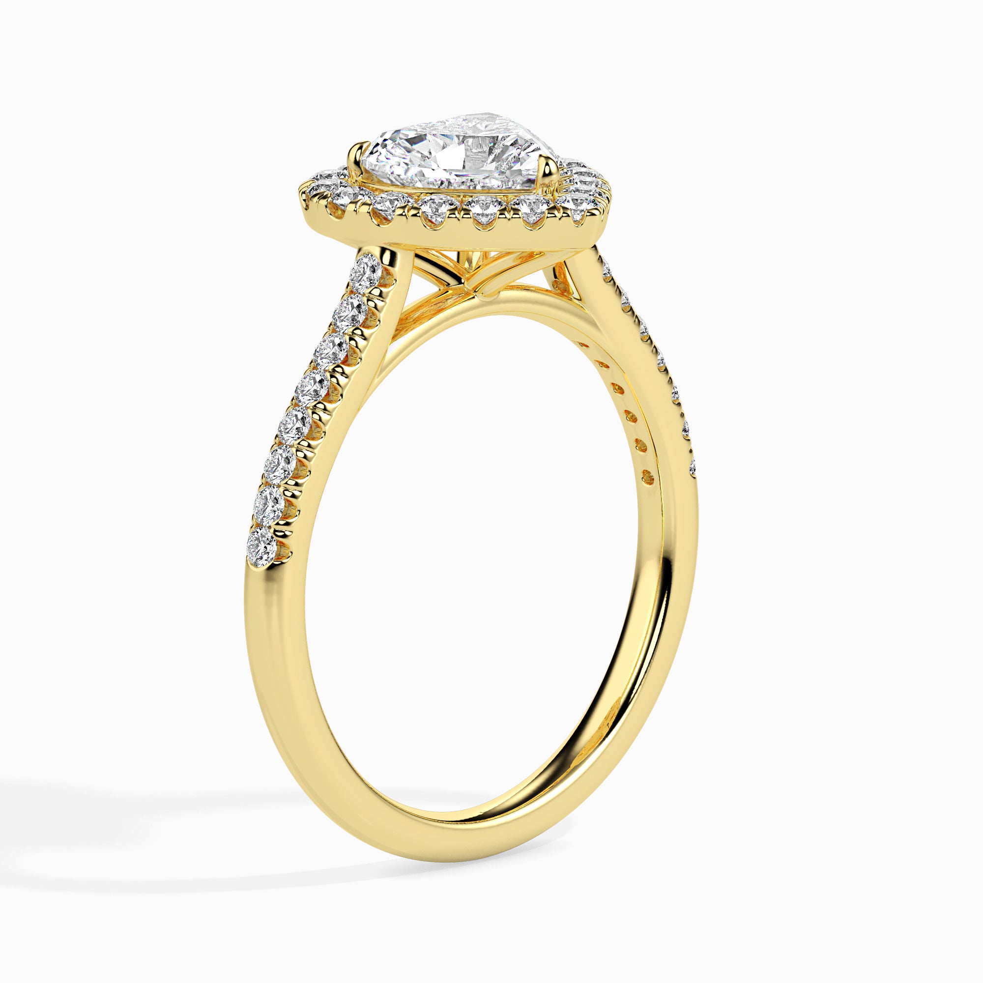 New Heart Cut Halo Lab-Grown Diamond Gold Ring