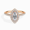 Leaf Shape Marquise Halo Lab-Grown Diamond Gold Ring