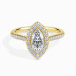 Leaf Shape Marquise Halo Lab-Grown Diamond Gold Ring