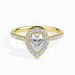 Teardrop Shape Pear Halo Lab-Grown Diamond Gold Ring