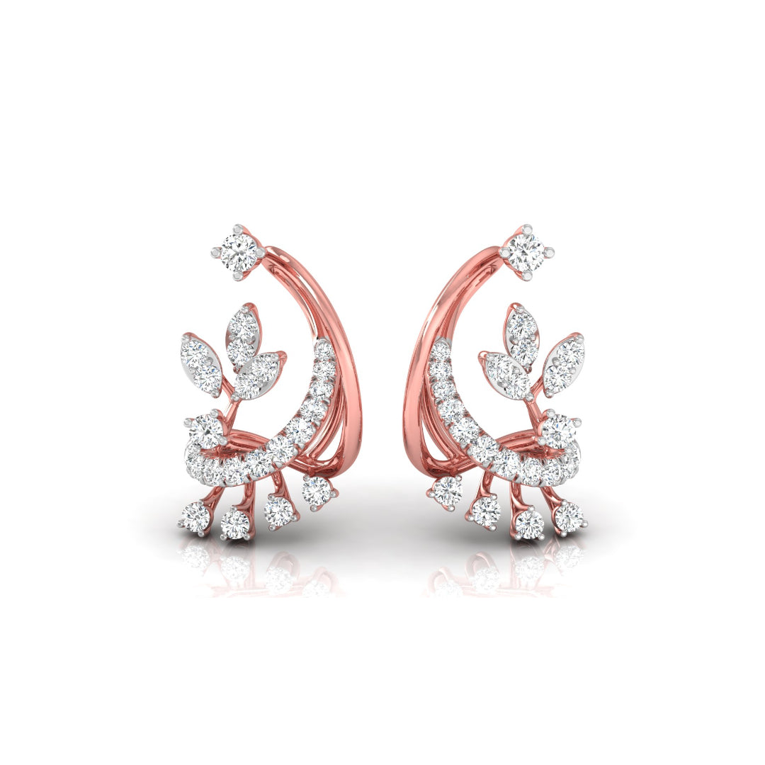0.34Ct Floral Design Prong Set Lab-Grown Diamond Gold Dangle Stud Earrings