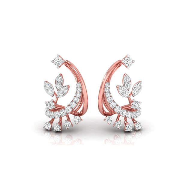0.34Ct Floral Design Prong Set Lab-Grown Diamond Gold Dangle Stud Earrings