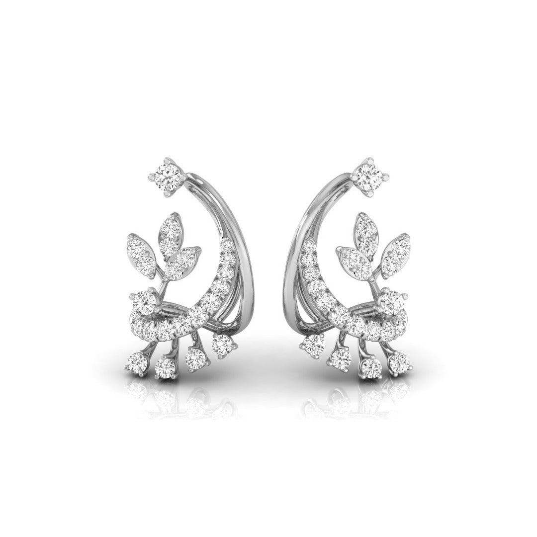 0.34Ct Floral Design Prong Set Lab-Grown Diamond Gold Dangle Stud Earrings