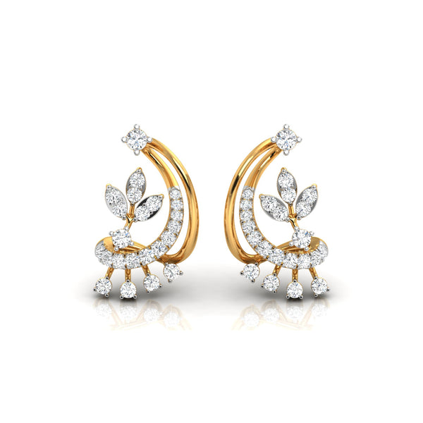 0.34Ct Floral Design Prong Set Lab-Grown Diamond Gold Dangle Stud Earrings