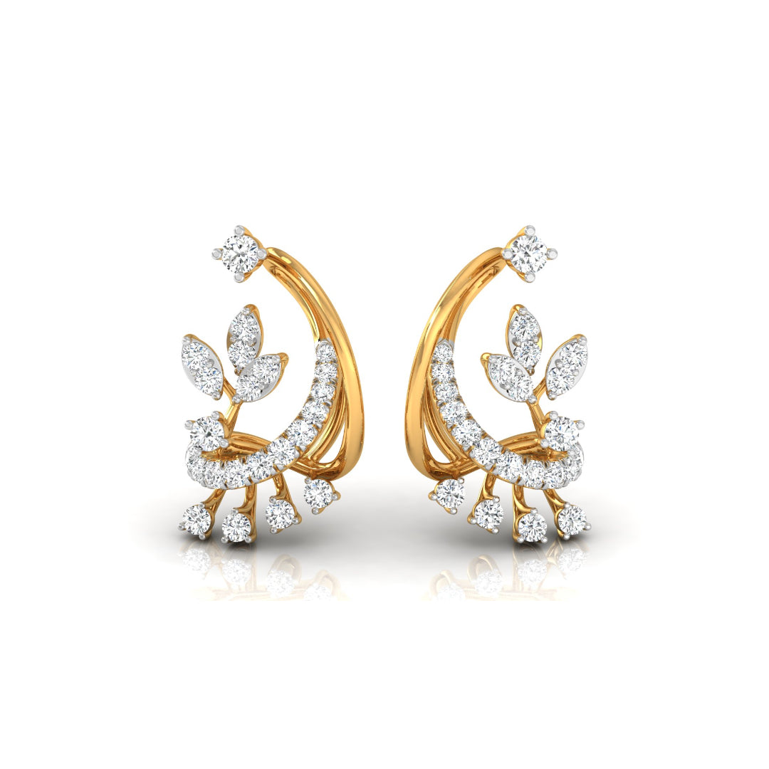 0.34Ct Floral Design Prong Set Lab-Grown Diamond Gold Dangle Stud Earrings