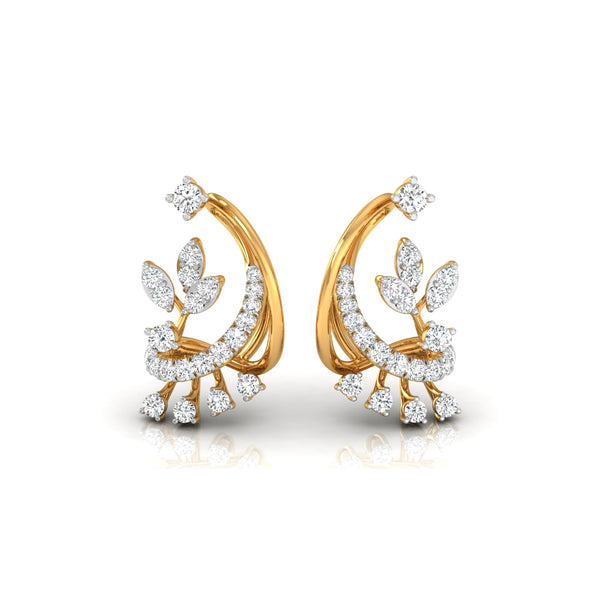 0.34Ct Floral Design Prong Set Lab-Grown Diamond Gold Dangle Stud Earrings