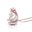 0.29Ct Floral Crescent Moon Shape Lab-Grown Diamond Gold Pendant Necklace