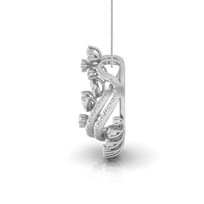 0.29Ct Floral Crescent Moon Shape Lab-Grown Diamond Gold Pendant Necklace