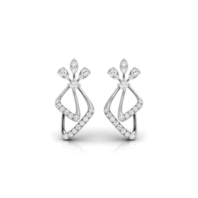 0.25Ct Floral Leaf Prong Set Lab-Grown Diamond Gold Dangle Earrings