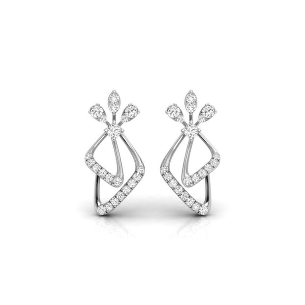 0.25Ct Floral Leaf Prong Set Lab-Grown Diamond Gold Dangle Earrings