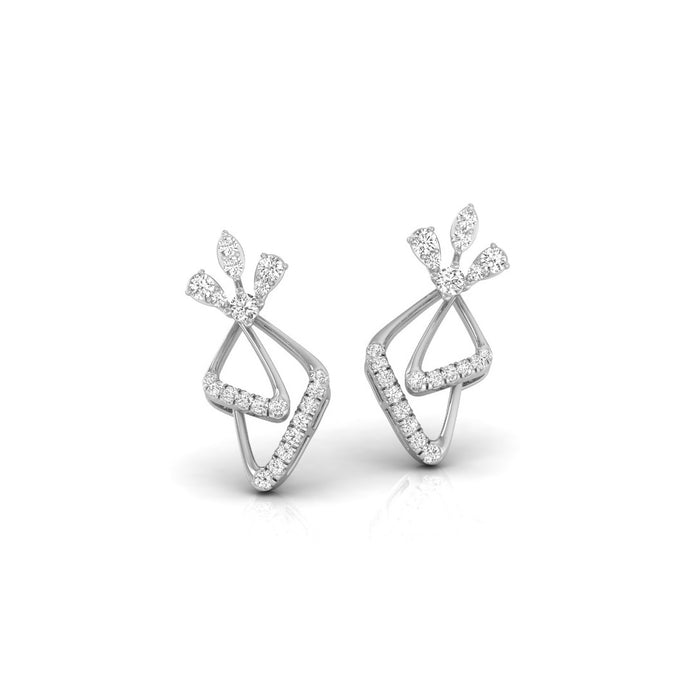 0.25Ct Floral Leaf Prong Set Lab-Grown Diamond Gold Dangle Earrings