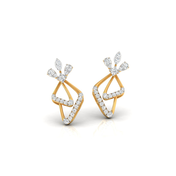 0.25Ct Floral Leaf Prong Set Lab-Grown Diamond Gold Dangle Earrings