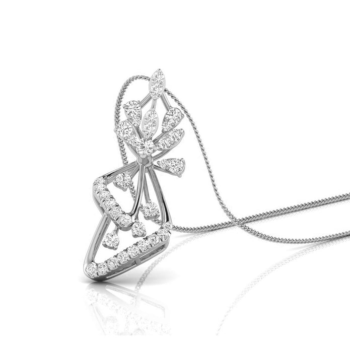 0.25Ct Elegant Floral Drop Lab-Grown Diamond Gold Pendant Necklace