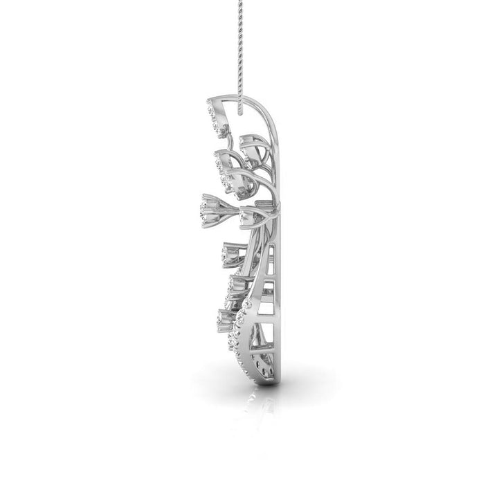 0.25Ct Elegant Floral Drop Lab-Grown Diamond Gold Pendant Necklace