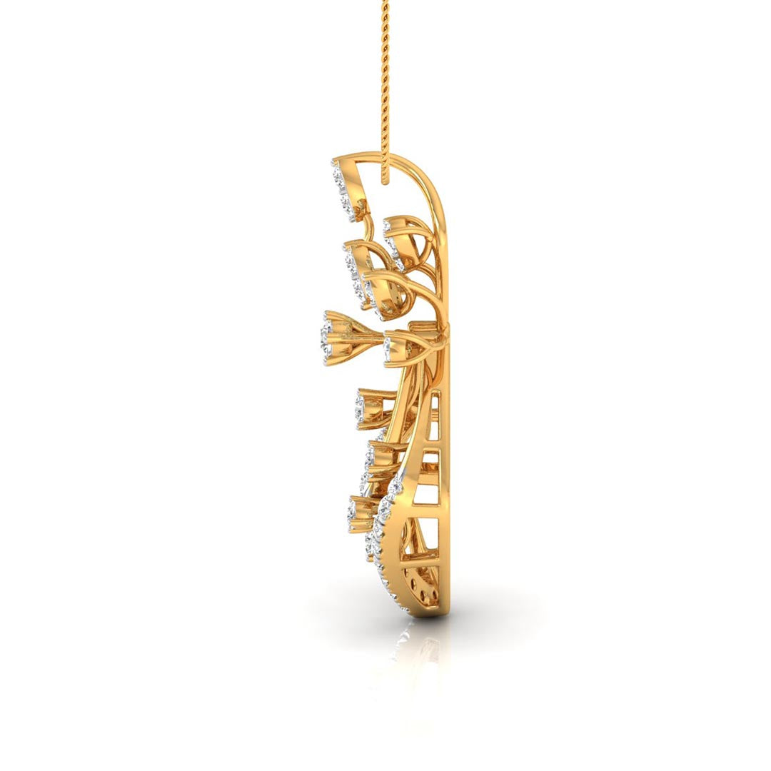 0.25Ct Elegant Floral Drop Lab-Grown Diamond Gold Pendant Necklace