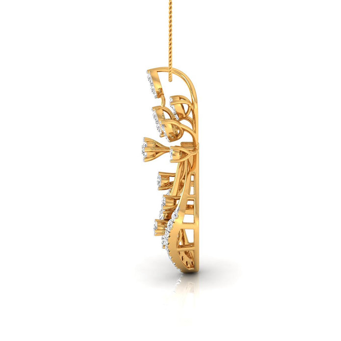 0.25Ct Elegant Floral Drop Lab-Grown Diamond Gold Pendant Necklace