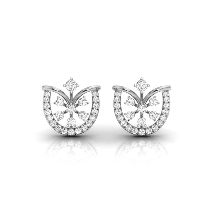 0.26Ct Floral Fan Halo Lab-Grown Diamond Gold Stud Earrings
