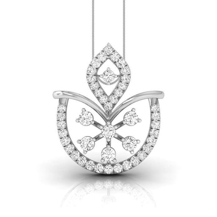 0.23Ct Floral Fan Style Lab-Grown Diamond Gold Pendant Necklace