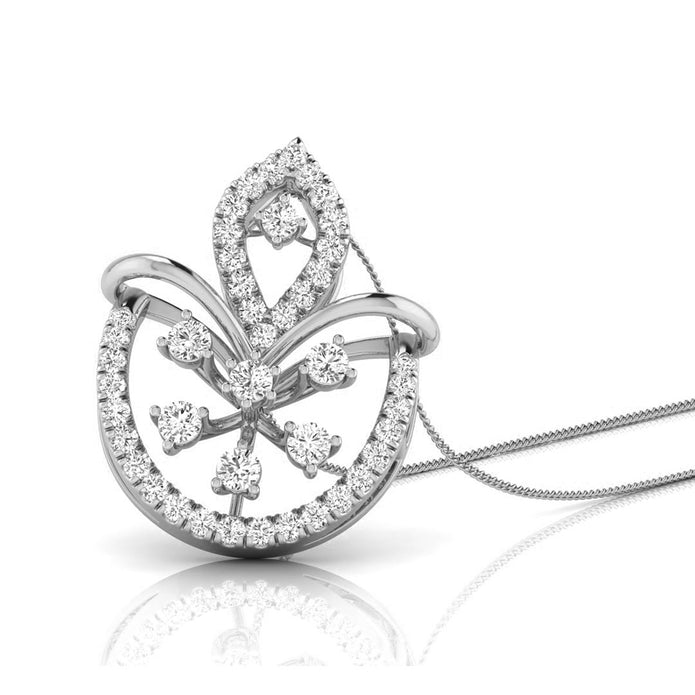 0.23Ct Floral Fan Style Lab-Grown Diamond Gold Pendant Necklace