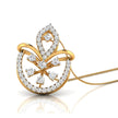 0.23Ct Floral Fan Style Lab-Grown Diamond Gold Pendant Necklace