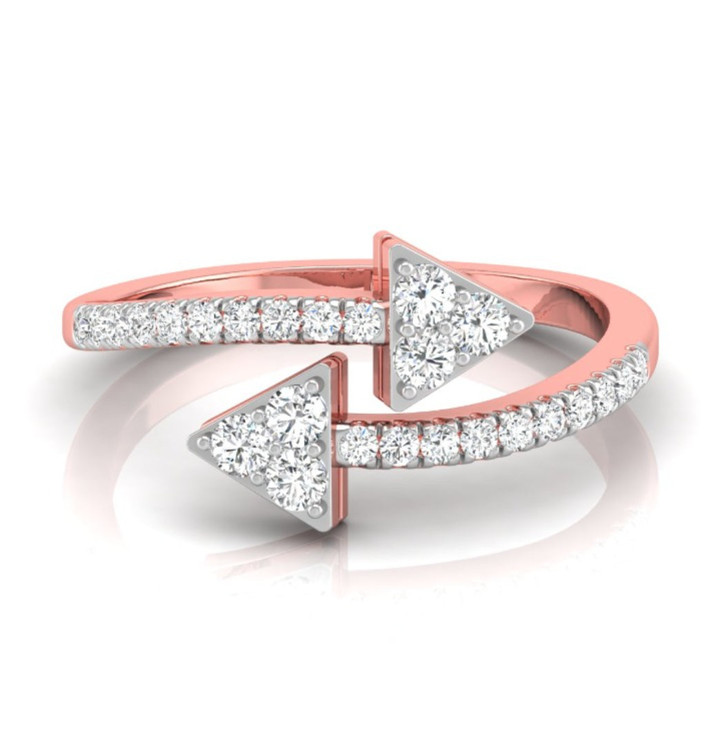 arrow shape bypass lab-grown diamond ring rose gold