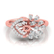 asymmetrical floral burst pear cut diamond ring in rose gold