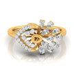 asymmetrical floral burst pear cut diamond ring in yellow gold