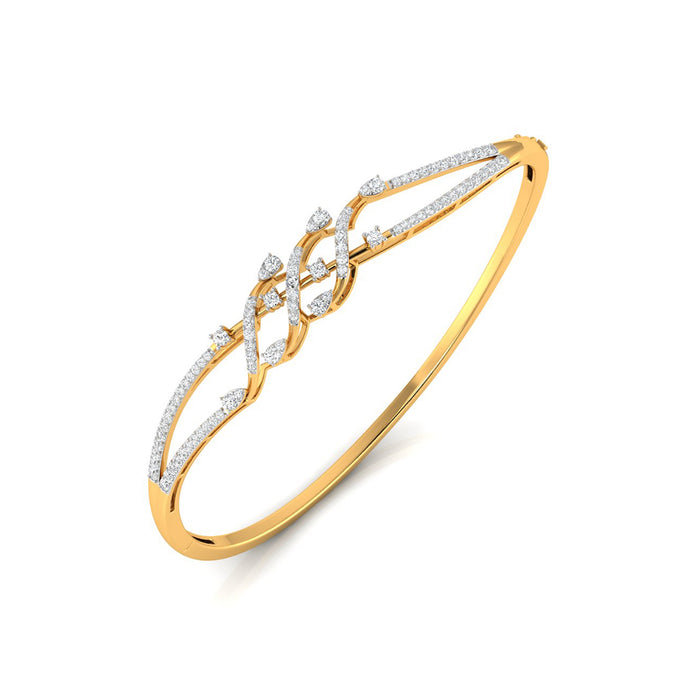 0.86Ct Criss Cross Wave Lab-Grown Diamond Gold Bracelet