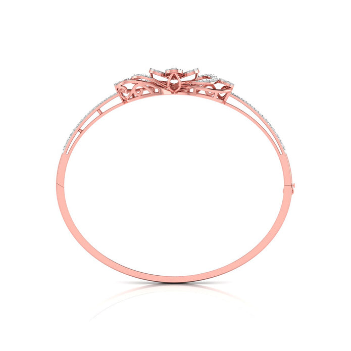 0.81Ct Floral Cluster Drop Style Lab-Grown Diamond Gold Bracelet