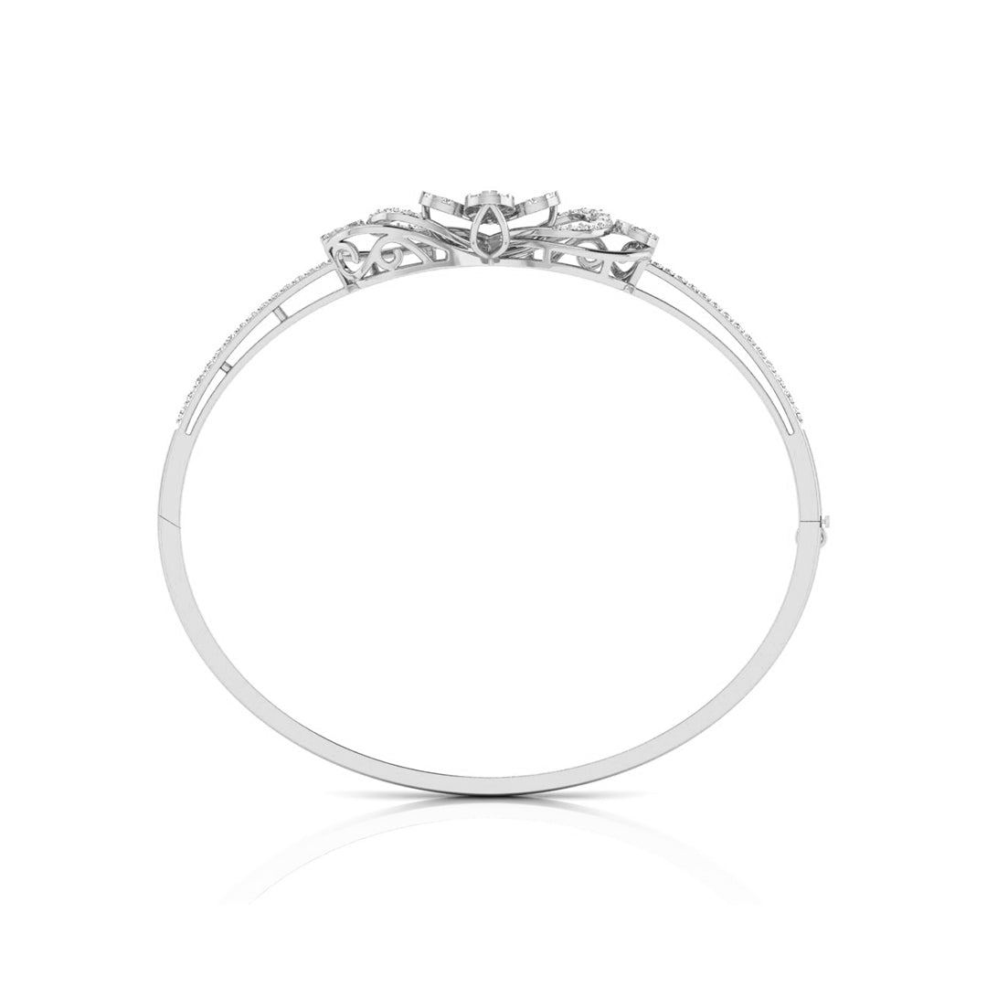 0.81Ct Floral Cluster Drop Style Lab-Grown Diamond Gold Bracelet