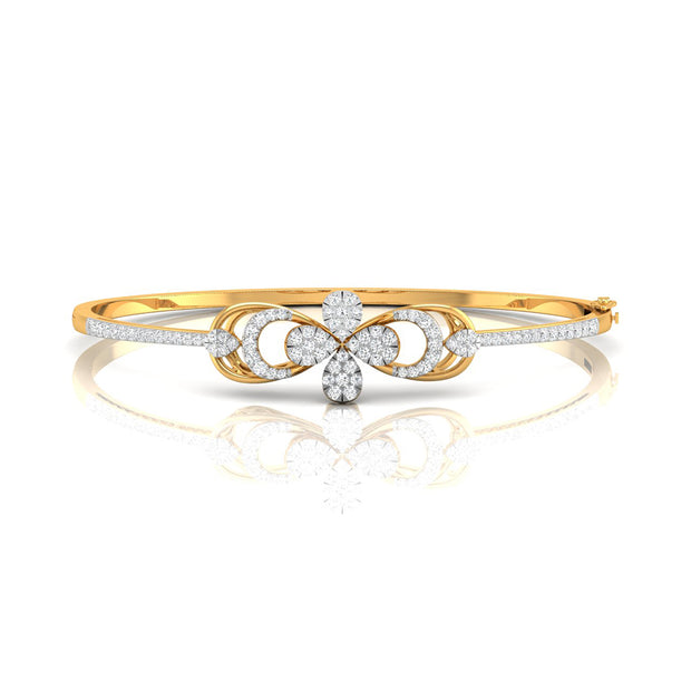 0.81Ct Floral Cluster Drop Style Lab-Grown Diamond Gold Bracelet