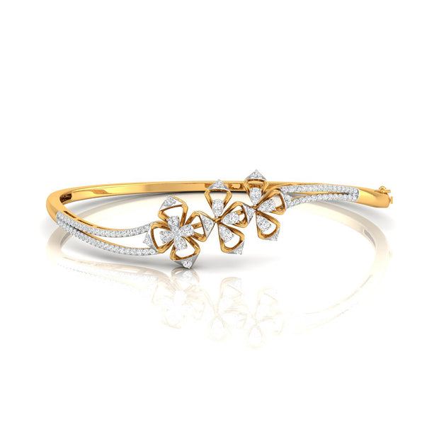 0.76Ct Floral Cluster Lab-Grown Diamond Gold Bracelet