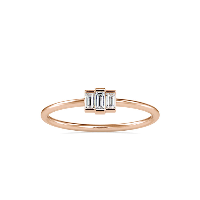 baguette bar diamond ring in rose gold