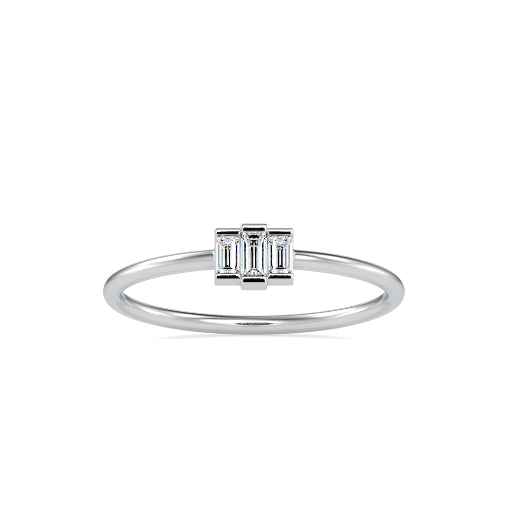 baguette bar diamond ring in white gold