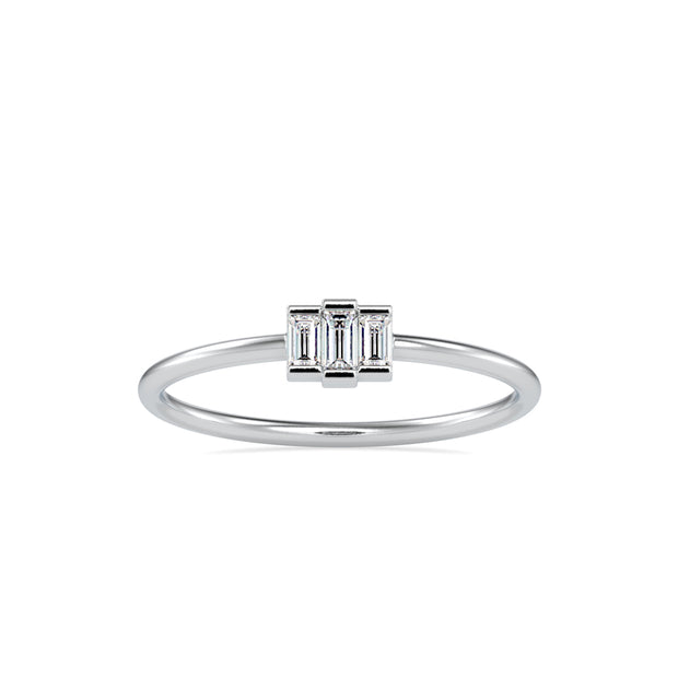 baguette bar diamond ring in white gold