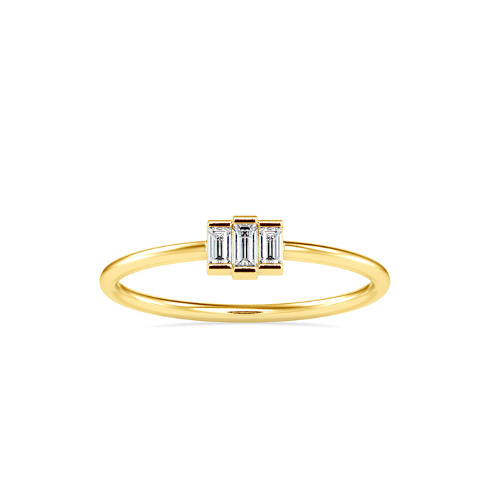 baguette bar diamond ring in yellow gold