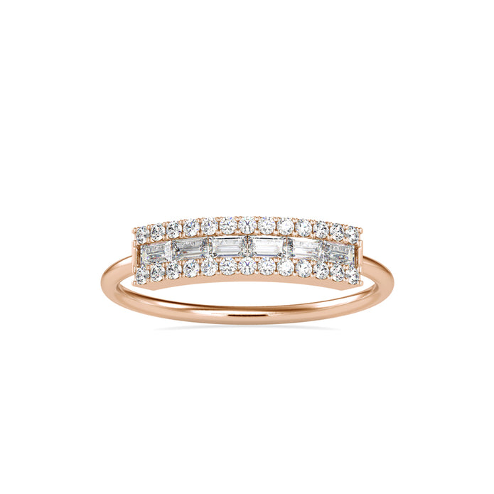 baguette cut channel set diamond ring in rose gold
