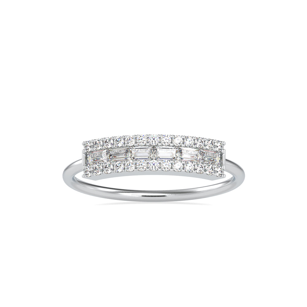 baguette cut channel set diamond ring in white gold