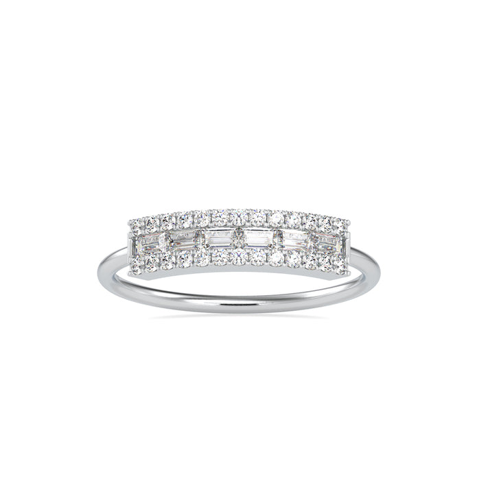baguette cut channel set diamond ring in white gold